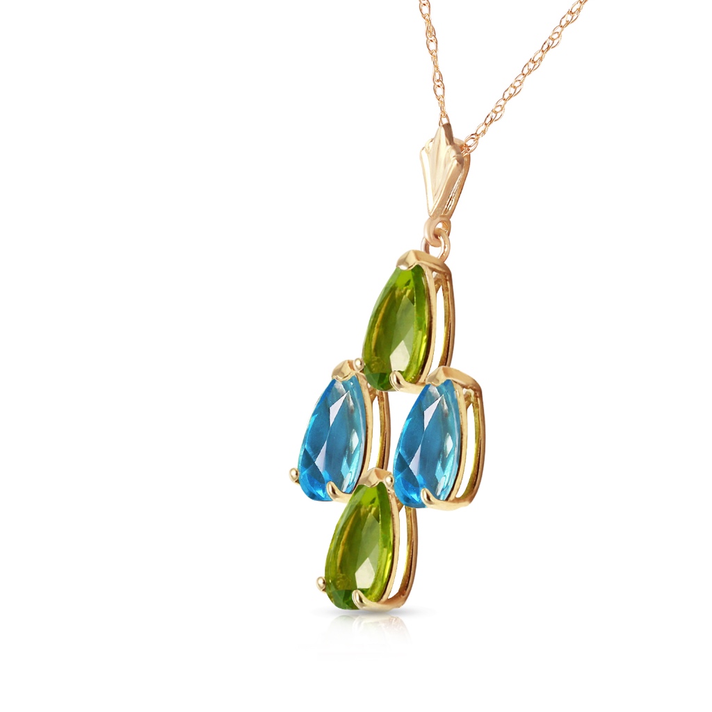Necklace With Natural Blue Topaz Peridots 350$